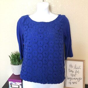 💙J. Crew blue top 3/4 sleeve 3/15 5/20